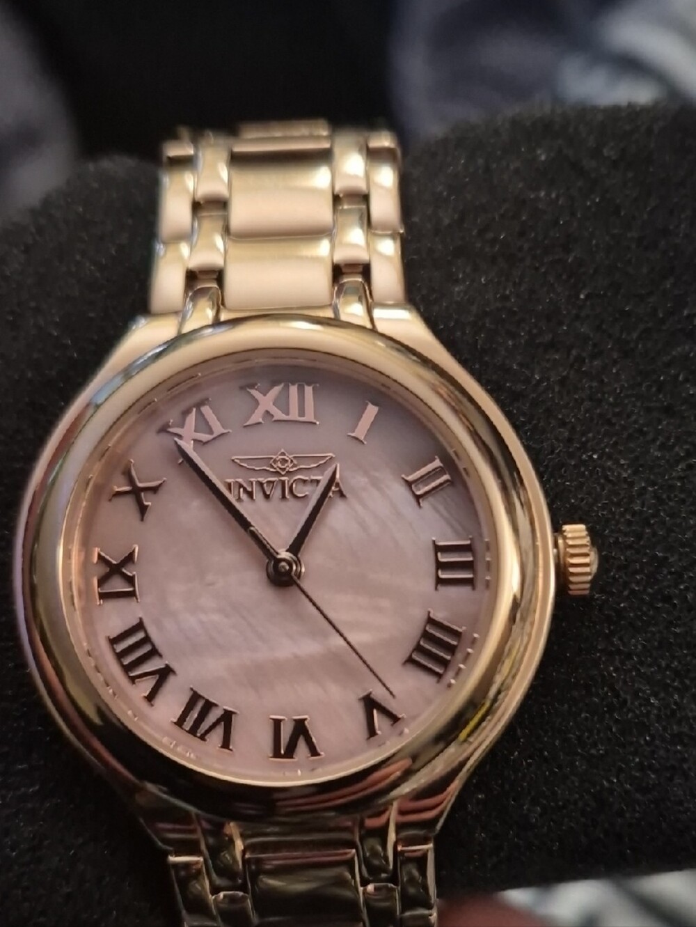 Invicta Gold Tone Watch with Mother-of-Pearl Dial and Roman Numerals